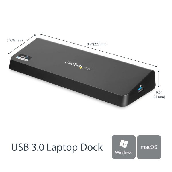 StarTech.com USB 3.0 Dock, Dual Monitor met HDMI & 4K DisplayPort, USB 3.0 naar 4x USB-A, Ethernet, HDMI en DP, Universeel USB Type A Laptop Docking Station voor Mac & Windows (USB3DOCKHDPC)