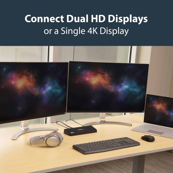 StarTech.com USB 3.0 Dock, Dual Monitor met HDMI & 4K DisplayPort, USB 3.0 naar 4x USB-A, Ethernet, HDMI en DP, Universeel USB Type A Laptop Docking Station voor Mac & Windows (USB3DOCKHDPC)