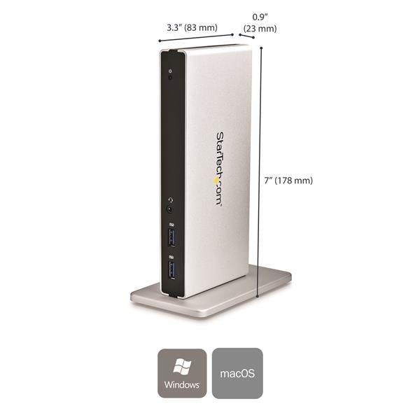 StarTech.com Dual-monitor USB 3.0 docking station met DVI en verticale standaard (USB3SDOCKDD) StarTech.com Dual-monitor USB 3.0 docking station met DVI en verticale standaard (USB3SDOCKDD)