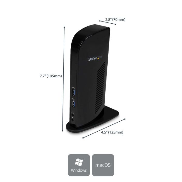 StarTech.com Dual Monitor USB 3.0 Laptop Docking Station met HDMI & DVI/VGA, 6x USB-A Hub, GbE, Audio, Universeel Type-A Dock, Windows/macOS/ChromeOS (USB3SDOCKHD)