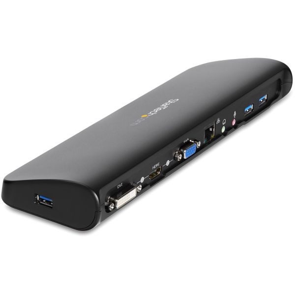 StarTech.com Dual Monitor USB 3.0 Laptop Docking Station met HDMI/DVI/VGA, 3x USB-A Hub, GbE, Audio, Universeel Type-A Dock voor Windows/macOS/ChromeOS, TAA Compliant (USB3SDOCKHDV)