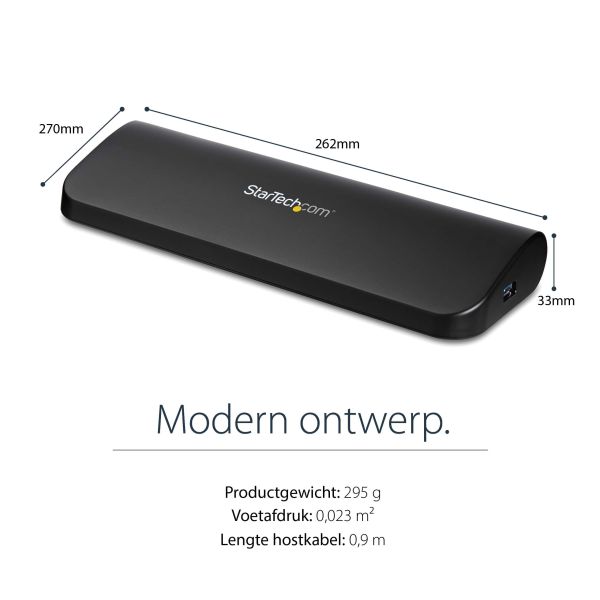 StarTech.com Dual Monitor USB 3.0 Laptop Docking Station met HDMI/DVI/VGA, 3x USB-A Hub, GbE, Audio, Universeel Type-A Dock voor Windows/macOS/ChromeOS, TAA Compliant (USB3SDOCKHDV)