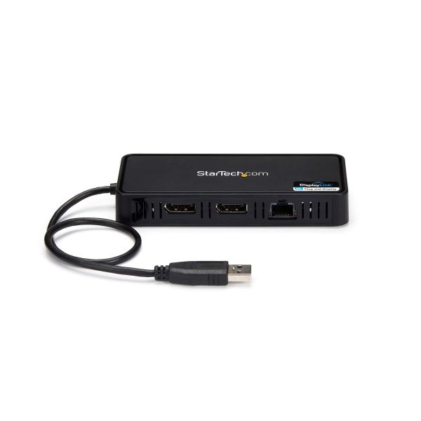 StarTech.com USB 3.0 Mini Dock - Dual Monitor USB-A Docking Station met DisplayPort 4K 60Hz Video & Gigabit Ethernet - 30cm Kabel - USB 3.1 Gen 1 Type-A Laptop Travel Adapter (USBA2DPGB)