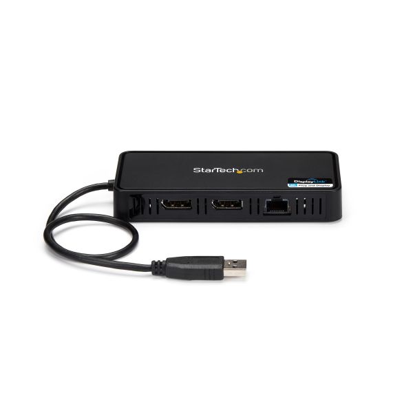 StarTech.com USB 3.0 Mini Dock - Dual Monitor USB-A Docking Station met DisplayPort 4K 60Hz Video & Gigabit Ethernet - 30cm Kabel - USB 3.1 Gen 1 Type-A Laptop Travel Adapter (USBA2DPGB)