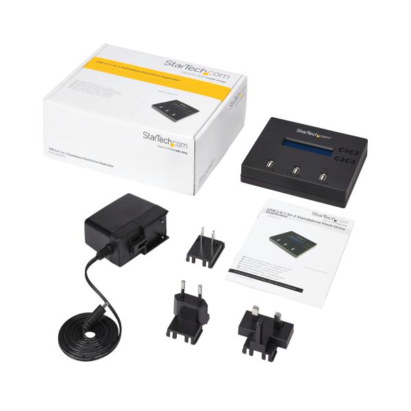 StarTech.com Standalone 1 naar 2 USB Thumb Drive Cloner en Wisser, Multiple USB Flash Drive Kloner, System/File/Whole-Drive Copy aan 1.5 GB/min, Single en 3-Pass Erase, LCD Display (USBDUP12)