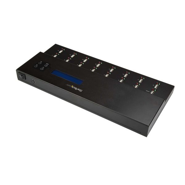 StarTech.com Standalone 1 naar 15 USB Thumb Drive Cloner en Wisser, Multiple USB Flash Drive Kloner, System/File/Whole-Drive Copy aan 1.5 GB/min, Single en 3-Pass Erase, LCD Display (USBDUPE115)