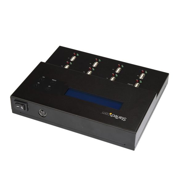 StarTech.com Standalone 1 naar 7 USB Thumb Drive Cloner en Wisser, Multiple USB Flash Drive Kloner, System/File/Whole-Drive Copy aan 1.5 GB/min, Single en 3-Pass Erase, LCD Display (USBDUPE17)