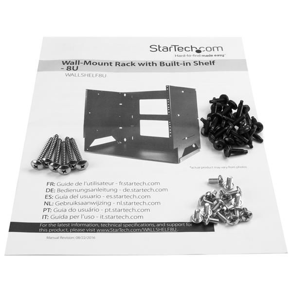 StarTech.com 2 Post 8U Open Frame Wandmonteerbare Server rack met Ingebouwd Schap, Verstelbare Diepte, Netwerk rack voor Data/AV/Electronica/Computer Apparatuur, Compacte Server Rack, TAA Compliant (WALLSHELF8U)