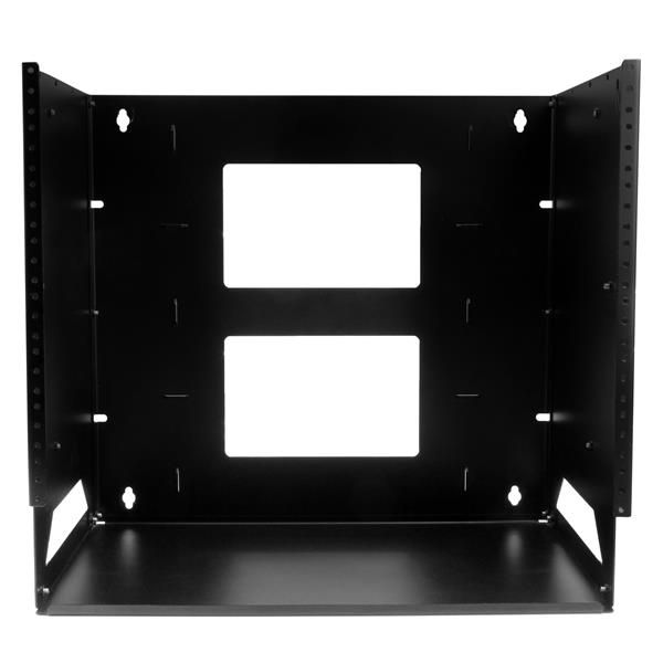 StarTech.com 2 Post 8U Open Frame Wandmonteerbare Server rack met Ingebouwd Schap, Verstelbare Diepte, Netwerk rack voor Data/AV/Electronica/Computer Apparatuur, Compacte Server Rack, TAA Compliant (WALLSHELF8U)