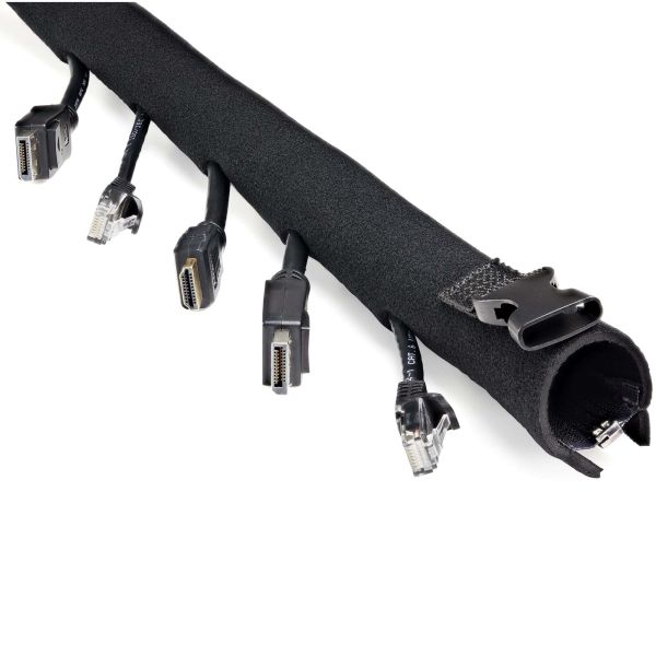 StarTech.com 1m Kabelmantel uit Neopreen Rubber met Rits en Gesp 3cm Diameter Computer/Stroom/Netwerk/AV Kabelmanager Flexibele Kabelslang/Kabelsok/Kabelkous Zwart (WKSTNCMZP)