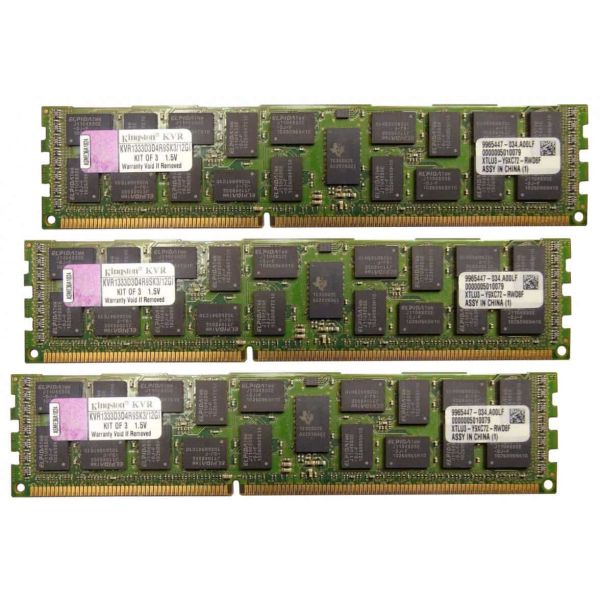 KINGSTON 12GB (3*4GB) 2RX4 PC3-10600R DDR3-1333MHZ MEMORY KIT (KVR1333D3D4R9SK3/12GI)