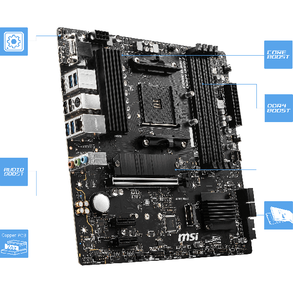 MSI Motherboard AMD B550 SAM4 MicroATX DDR4 Memory 4 Memory Slots (B550MPRO-VDH)