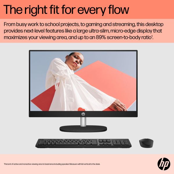 HP 24-cr0003na AMD Ryzen? 5 7520U 8GB RAM 512GB SSD 23.8  Full HD Windows 11 Home All-in-One Desktop PC - White - BM5L4EA#ABU (BM5L4EA)