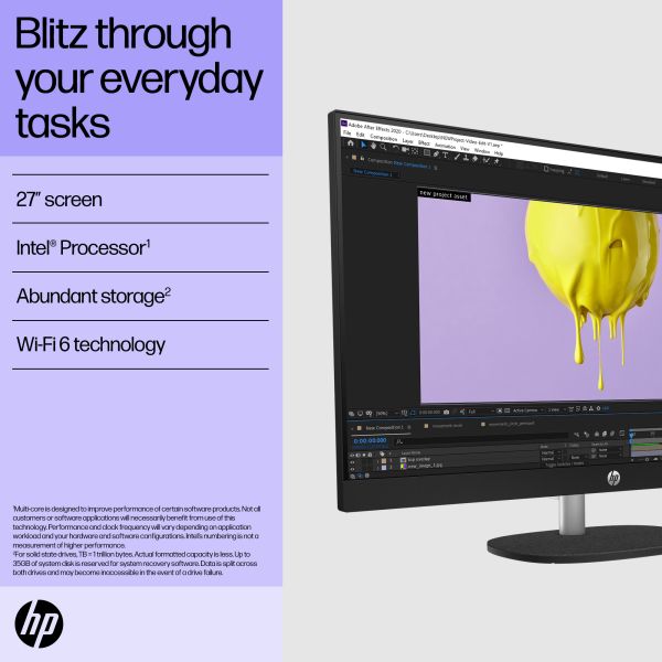 HP 27-cr0045na Intel Core i5-1335U 8GB RAM 512GB SSD 27  Windows 11 Home All-in-One PC - White - BM5M1EA#ABU (BM5M1EA)