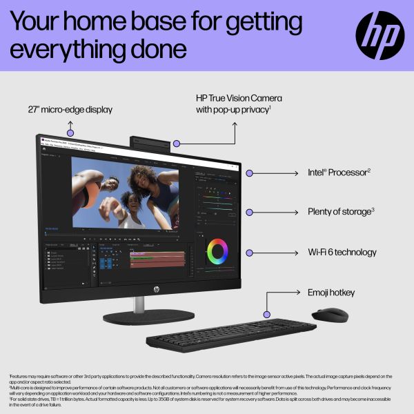 HP 27-cr0045na Intel Core i5-1335U 8GB RAM 512GB SSD 27  Windows 11 Home All-in-One PC - White - BM5M1EA#ABU (BM5M1EA)