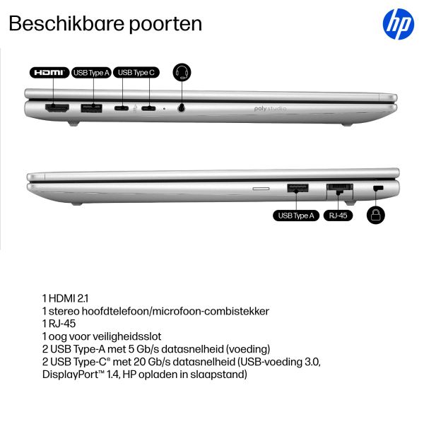 HP ProBook 4 G1iR 14 inch Notebook PC Wolf Pro Security Edition Intel Core 5 120U Laptop 35,6 cm (14") WUXGA 16 GB DDR5-SDRAM 512 GB SSD Wi-Fi 6E (802.11ax) Windows 11 Pro Zilver (D5CY8AT#ABH)