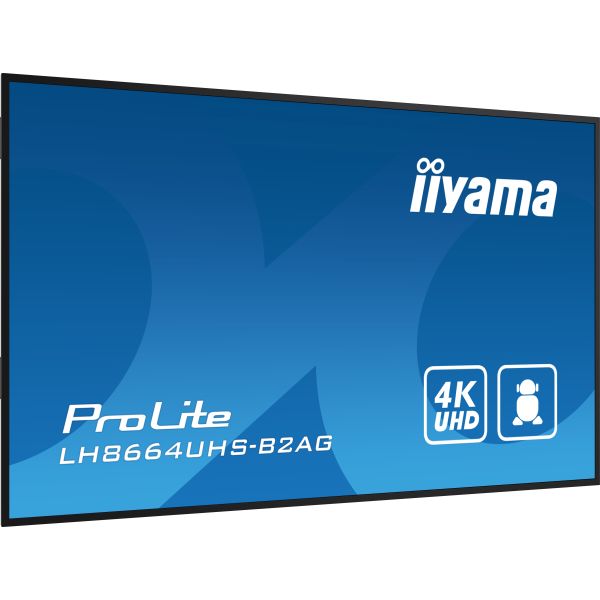 iiyama LH8664UHS-B2AG beeldkrant Digitale signage flatscreen 2,17 m (85.6") Wifi 500 cd/m² 4K Ultra HD Zwart Type processor Android 11 24/7 (LH8664UHS-B2AG)