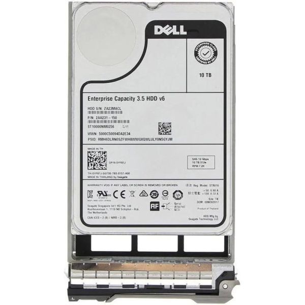 Dell 10TB 7.2K SATA 6G 3.5" 512e Interne Harde Schijf (RVFR2-RFB)