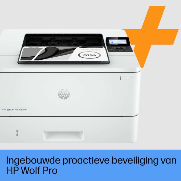 HP LaserJet Pro HP 4002dwe printer, Zwart-wit, Printer voor Kleine en middelgrote ondernemingen, Print, Draadloos; HP+; Geschikt voor HP Instant Ink; Printen vanaf een telefoon of tablet (2Z606E#B19)