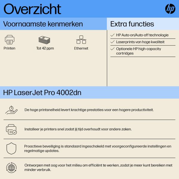 HP LaserJet Pro 4002dw printer (2Z606F#B19)