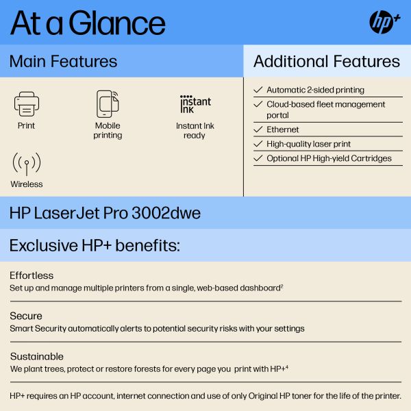 HP LaserJet Pro 3002dwe printer, Zwart-wit, Printer voor Kleine en middelgrote ondernemingen, Print, Dubbelzijdig afdrukken (3G652E#B19) HP LaserJet Pro 3002dwe printer, Zwart-wit, Printer voor Kleine en middelgrote ondernemingen, Print, Dubbelzijdig afdrukken (3G652E#B19)