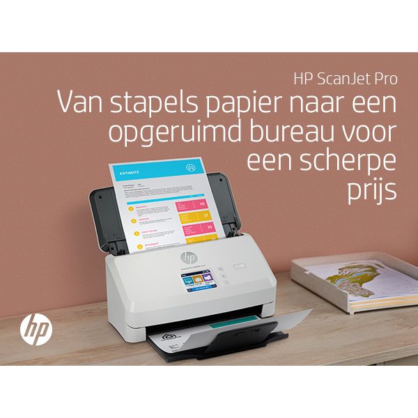 HP Scanjet Pro N4000 snw1 Sheet-feed Scanner Paginascanner 600 x 600 DPI A4 Zwart, Wit (6FW08A#B19)