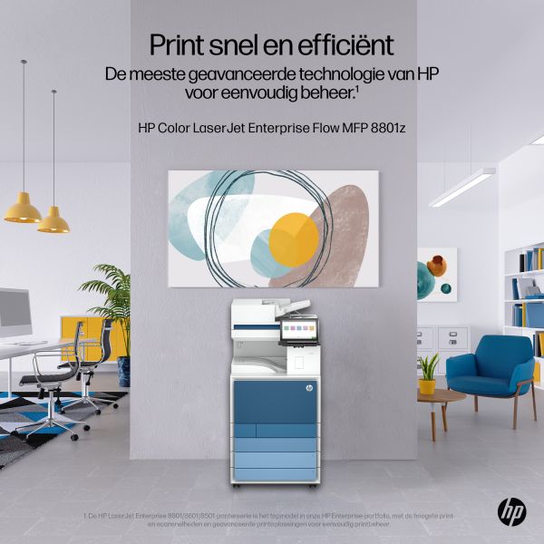 HP LaserJet Enterprise 8801z Multifunction Kleur Printer, Alleen Ethernet; Dubbelzijdig; Kopieerapparaat, scanner (9S183A#B19)