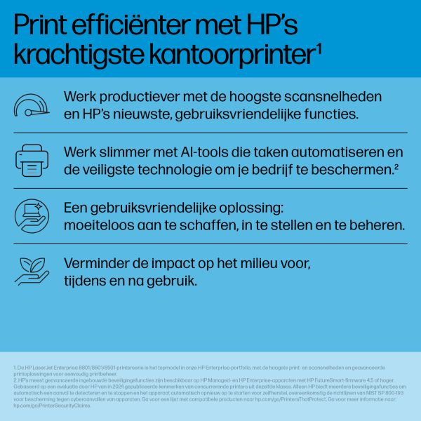 HP LaserJet Enterprise 8801dn Multifunction Kleur Printer, Alleen Ethernet; Dubbelzijdig; Kopieerapparaat, scanner (9S184A#B19)