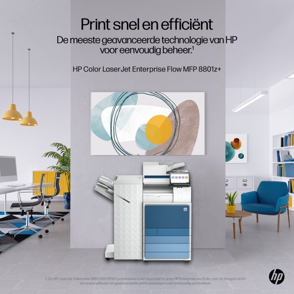 HP LaserJet Enterprise 8801z+ Multifunction Kleur Printer, Alleen Ethernet; Dubbelzijdig; Kopieerapparaat, scanner (AQ1E2A#B19)