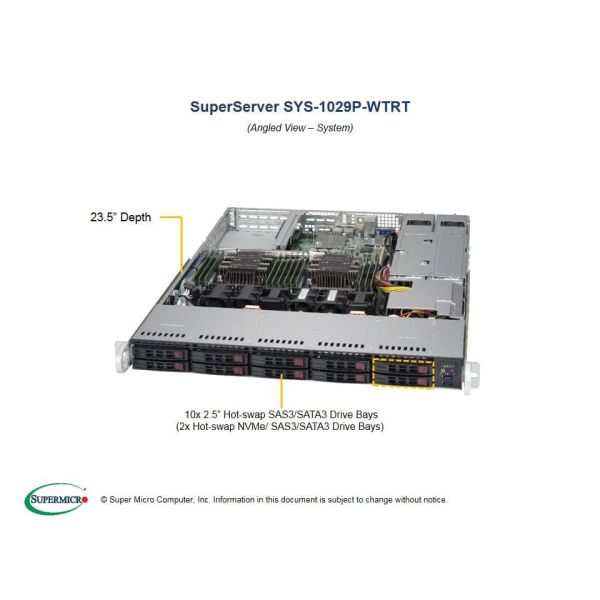 Supermicro SuperServer 1029P-WTRT Intel C622 LGA 3647 (Socket P) Rack (1U) Zwart (SYS-1029P-WTRT)