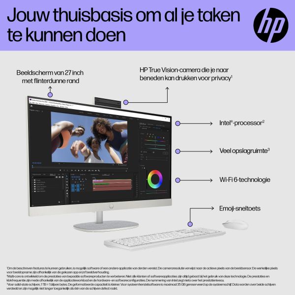 HP All-in-One 27-cr0071nd Intel Core i7-1355U 27inch FHD AG 16GB DDR4 512GB PCIe NVMe SSD W11H Shell White Intel® Core™ i7 68,6 cm (27") 1920 x 1080 Pixels Alles-in-één-pc DDR4-SDRAM Windows 11 Home Wi-Fi 6 (802.11ax) Wit (D18D3EA#ABH) HP All-in-One 27-cr0071nd Intel Core i7-1355U 27inch FHD AG 16GB DDR4 512GB PCIe NVMe SSD W11H Shell White Intel® Core™ i7 68,6 cm (27") 1920 x 1080 Pixels Alles-in-één-pc DDR4-SDRAM Windows 11 Home Wi-Fi 6 (802.11ax) Wit