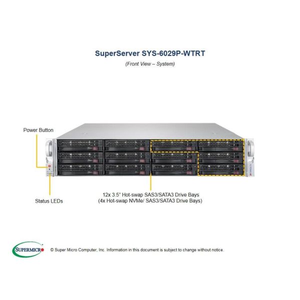 Supermicro SuperServer 6029P-WTRT Intel C622 LGA 3647 (Socket P) Rack (2U) Zwart (SYS-6029P-WTRT)