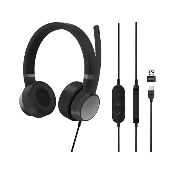 Lenovo Go Wired ANC Headset Bedraad Hoofdband Car/Home office USB Type-C Zwart (4XD1C99223)