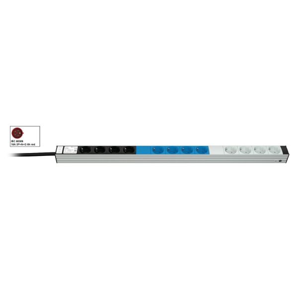 Vertiv Knürr DI-STRIP PDU, basic, 0U/1U, ingang IEC 60309 230/400 V 3 x 16 A, uitgangen (12) Schuko (033008121)