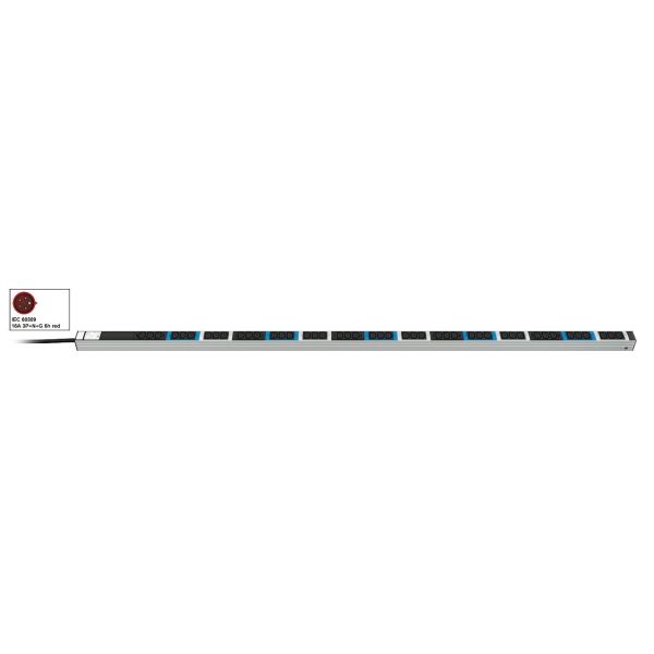 Vertiv Knürr DI-STRIP PDU, basic, 0U/1U, ingang IEC 60309 230/400 V 3 x 16 A, uitgangen (45) C13 (036008451)