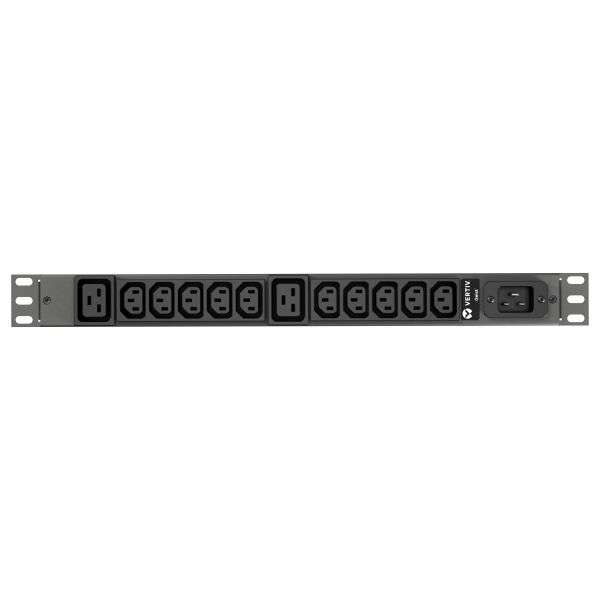 Vertiv Geist rPDU, basic, 1U, input C20 230V 16A, outputs (10)C13 | (2)C19 energiedistributie 12 AC-uitgang(en) Zwart (VP9559)