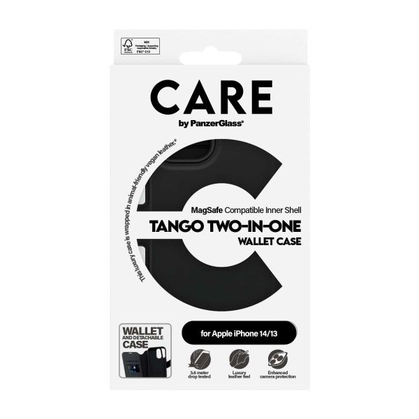 PanzerGlass CARE™ by ® Tango 2-in-1 Wallet Case w. MagSafe iPhone 14 | 13 mobiele telefoon behuizingen Hoes Zwart (1160)