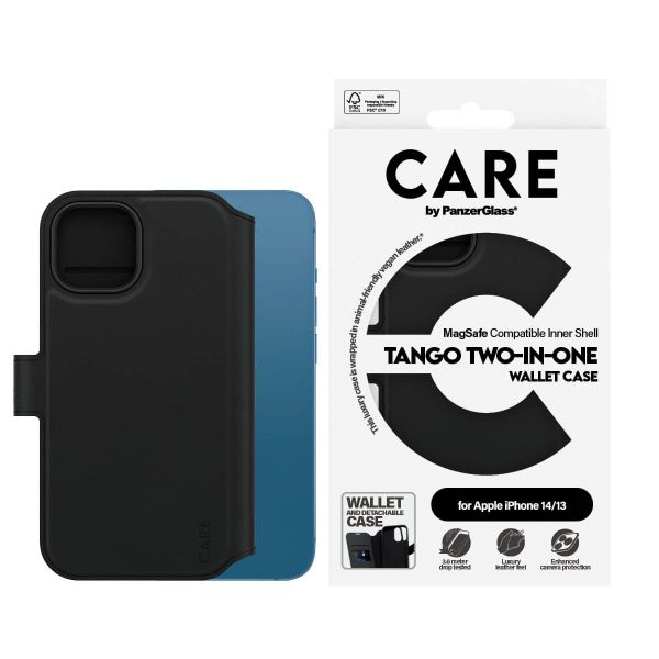 PanzerGlass CARE™ by ® Tango 2-in-1 Wallet Case w. MagSafe iPhone 14 | 13 mobiele telefoon behuizingen Hoes Zwart (1160)