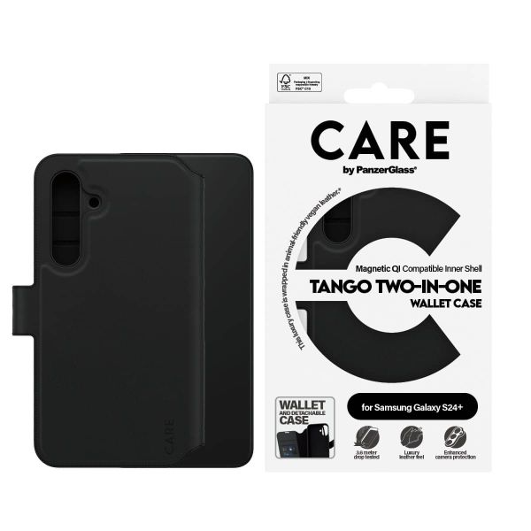 PanzerGlass CARE™ by ® Tango 2-in-1 Wallet Case w. Qi Compatible Samsung Galaxy S24+ mobiele telefoon behuizingen Hoes Zwart (1164)