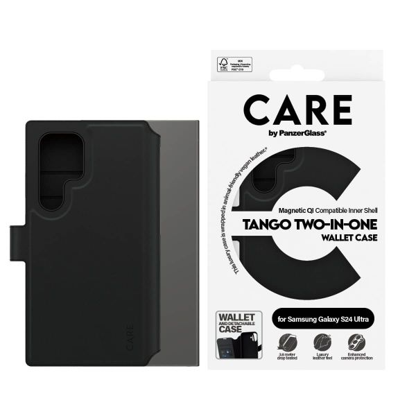 PanzerGlass CARE™ by ® Tango 2-in-1 Wallet Case w. Qi Compatible Samsung Galaxy S24 Ultra mobiele telefoon behuizingen Hoes Zwart (1165)