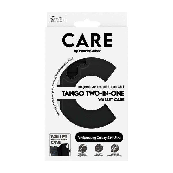 PanzerGlass CARE™ by ® Tango 2-in-1 Wallet Case w. Qi Compatible Samsung Galaxy S24 Ultra mobiele telefoon behuizingen Hoes Zwart (1165)
