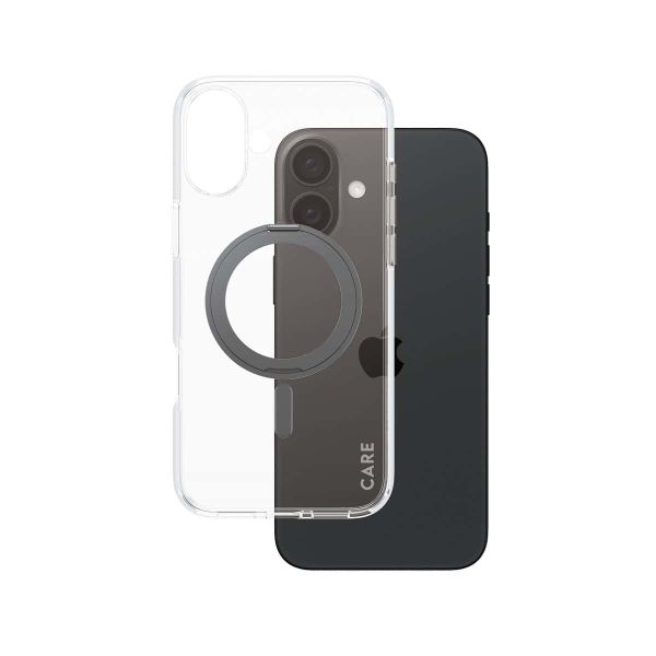 PanzerGlass CARE™ by ® Case Transparent w. Black Kickstand & MagSafe iPhone 16 Plus mobiele telefoon behuizingen Hoes Zwart (1323)