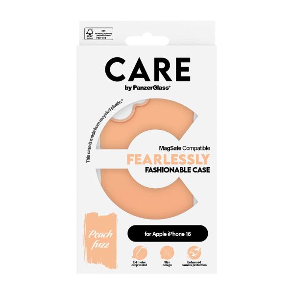 PanzerGlass CARE™ by ® Case Peachy w. MagSafe iPhone 16 mobiele telefoon behuizingen Hoes Roze (1389)