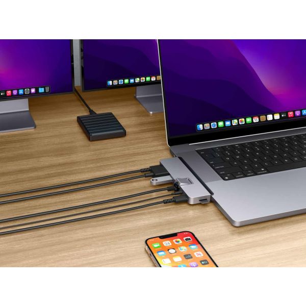HYPER HD575-GRY-GL interface hub USB 3.2 Gen 1 (3.1 Gen 1) Type-C 5000 Mbit/s Grijs (HD575-GRY-GL)