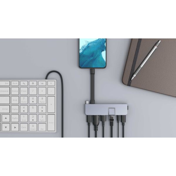 HYPER HD575-GRY-GL interface hub USB 3.2 Gen 1 (3.1 Gen 1) Type-C 5000 Mbit/s Grijs (HD575-GRY-GL)