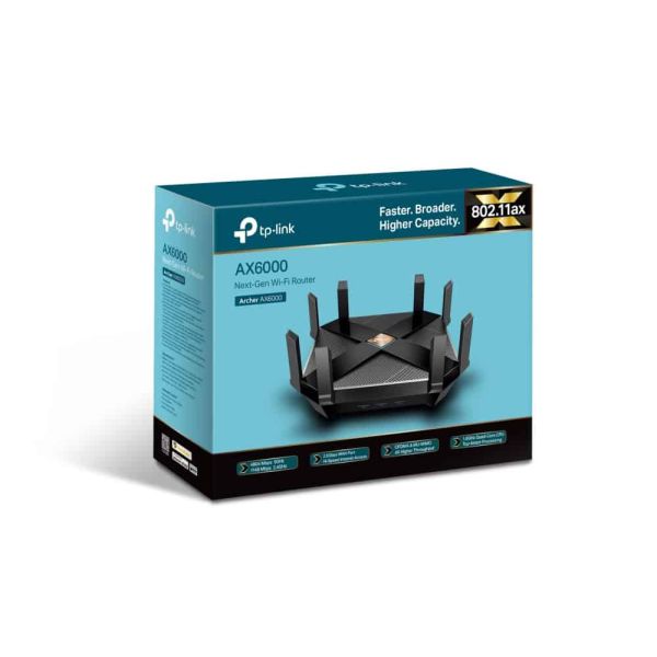 TP-Link Archer AX6000 draadloze router Gigabit Ethernet Dual-band (2.4 GHz / 5 GHz) 4G Zwart (ARCHER AX6000)