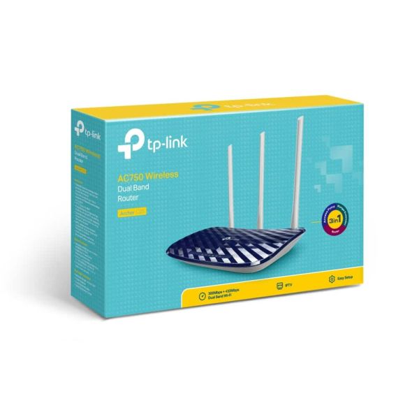 TP-Link AC750 draadloze router Fast Ethernet Dual-band (2.4 GHz / 5 GHz) Zwart, Wit (ARCHER C20)