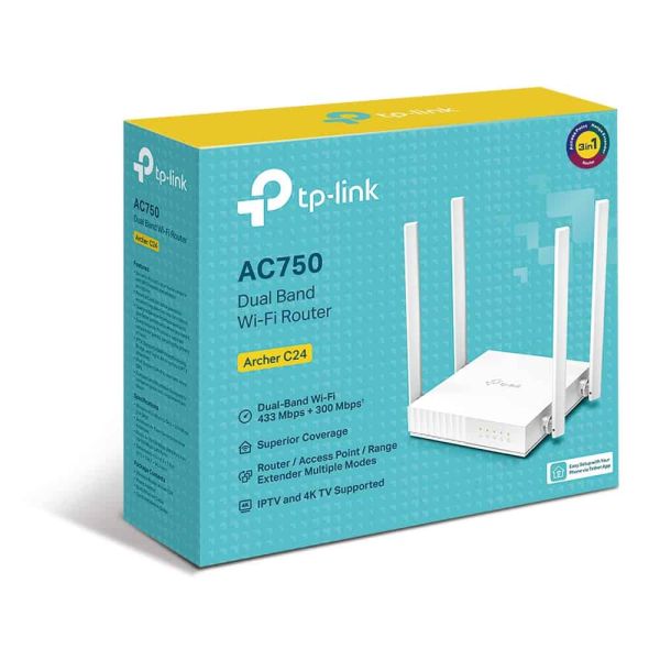 TP-Link ARCHER C24 draadloze router Fast Ethernet Dual-band (2.4 GHz / 5 GHz) Wit (ARCHER C24) TP-Link ARCHER C24 draadloze router Fast Ethernet Dual-band (2.4 GHz / 5 GHz) Wit (ARCHER C24)