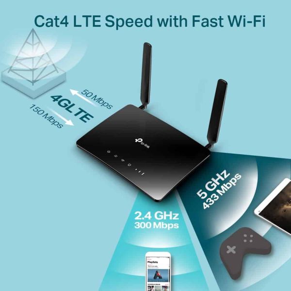 TP-Link Archer MR200 draadloze router Fast Ethernet Dual-band (2.4 GHz / 5 GHz) 4G Zwart (ARCHER MR200 V3)