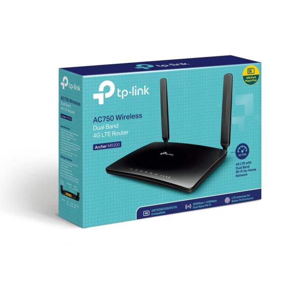 TP-Link Archer MR200 draadloze router Fast Ethernet Dual-band (2.4 GHz / 5 GHz) 4G Zwart (ARCHER MR200 V4)